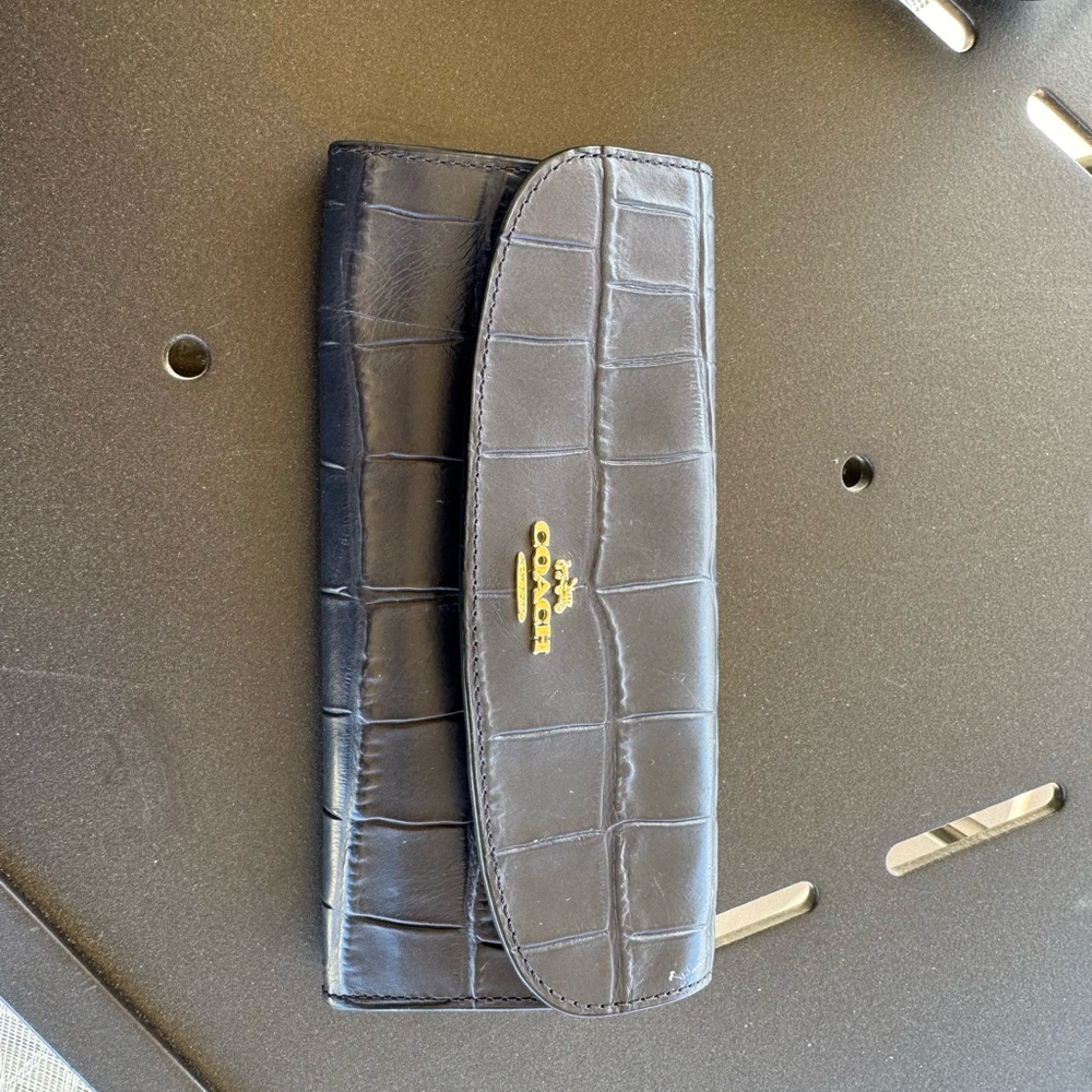 Coach dark grey  Croc-Embossed Wallet